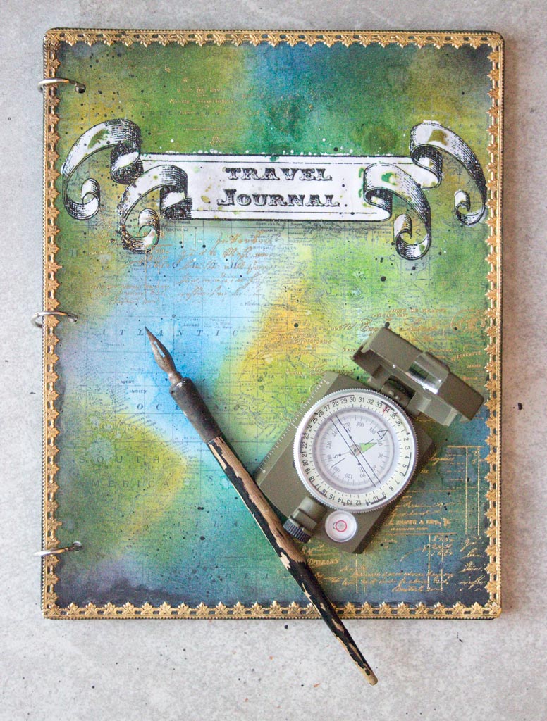 Journal cover with pen and instrument