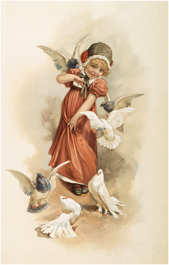 Girl with Doves Image