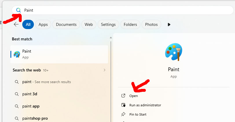 Screenshot showing how to find paint
