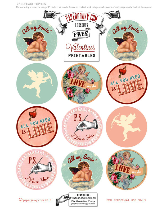 valentine printables labels flags cupcake toppers