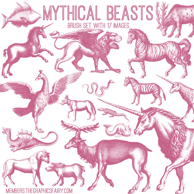 mythical beasts collage