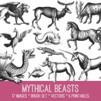 mythical beasts collage