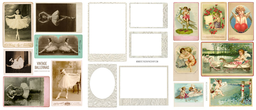 frames collage with ballerinas and cherubs