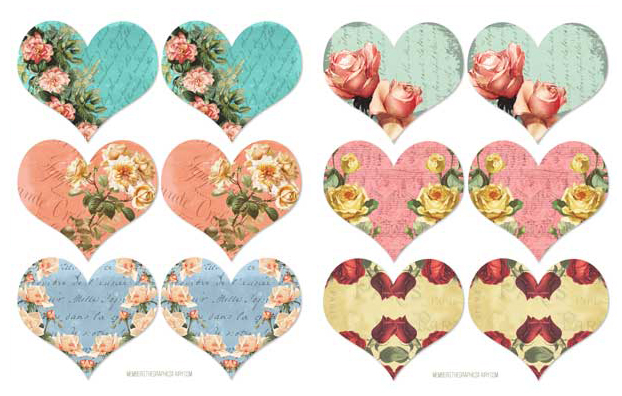 Roses collage with hearts