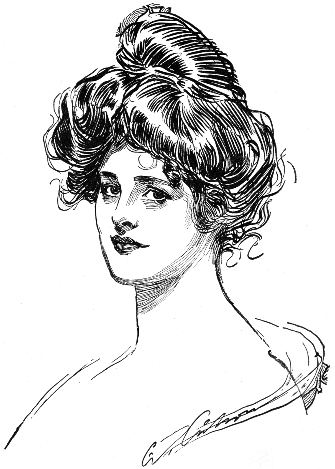 Lovely Vintage Gibson Girl Drawing! The Graphics Fairy