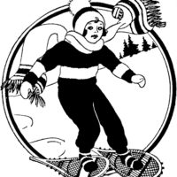 child with snowshoes clipart