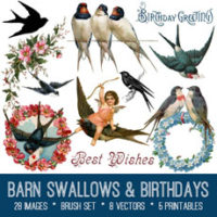 swallows and flowers image