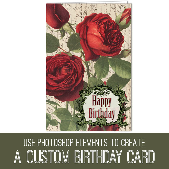 Roses collage birthday card