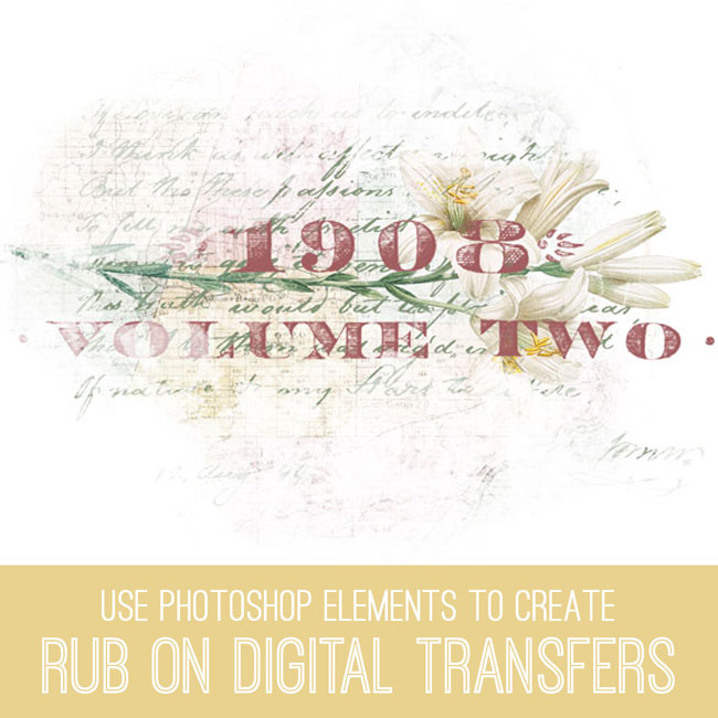 rub on digital transfers with numbers and flower