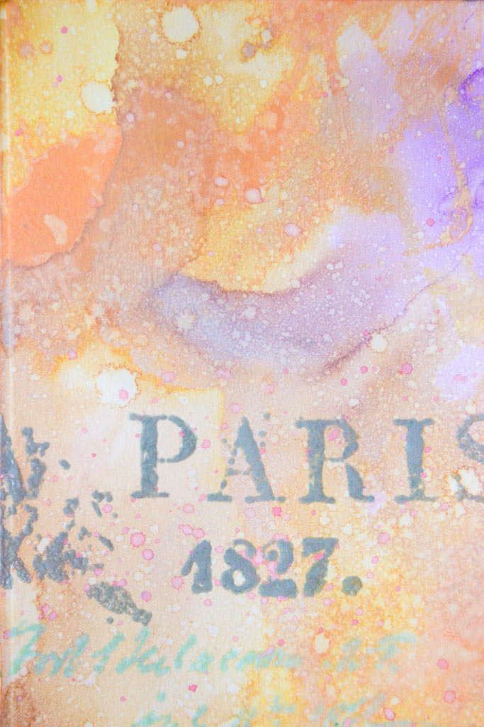 finished distress oxide ink paper with Paris 1827 on it