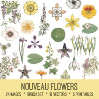 Art Nouveau Flowers Image Kit