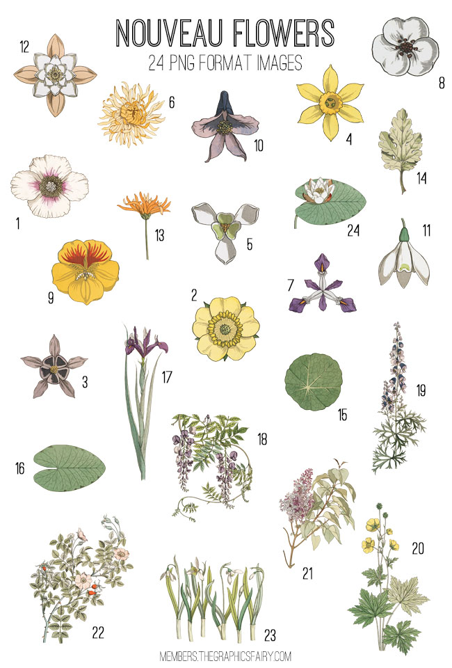 nouveau flowers collage