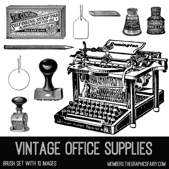 vintage office supplies collage