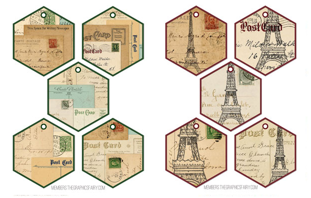 vintage postcard collage with eiffels