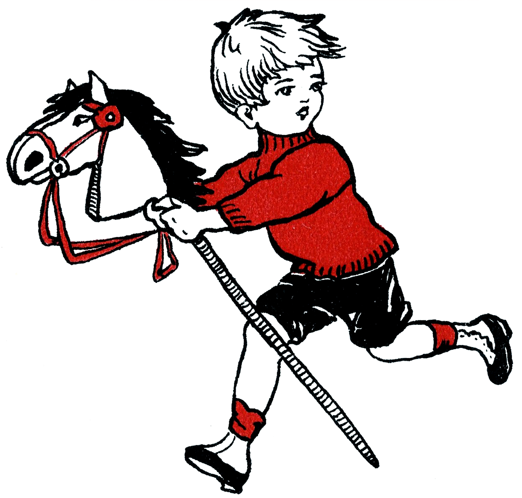 Cute Boy with Hobby Horse Drawing! - The Graphics Fairy