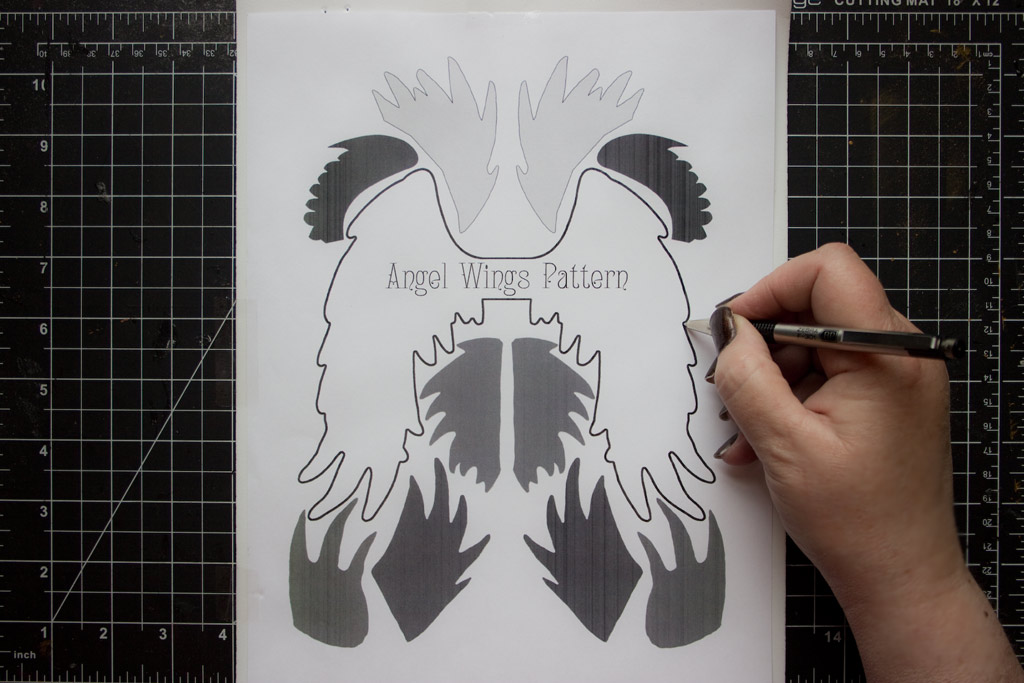 cutting out angel wings pattern