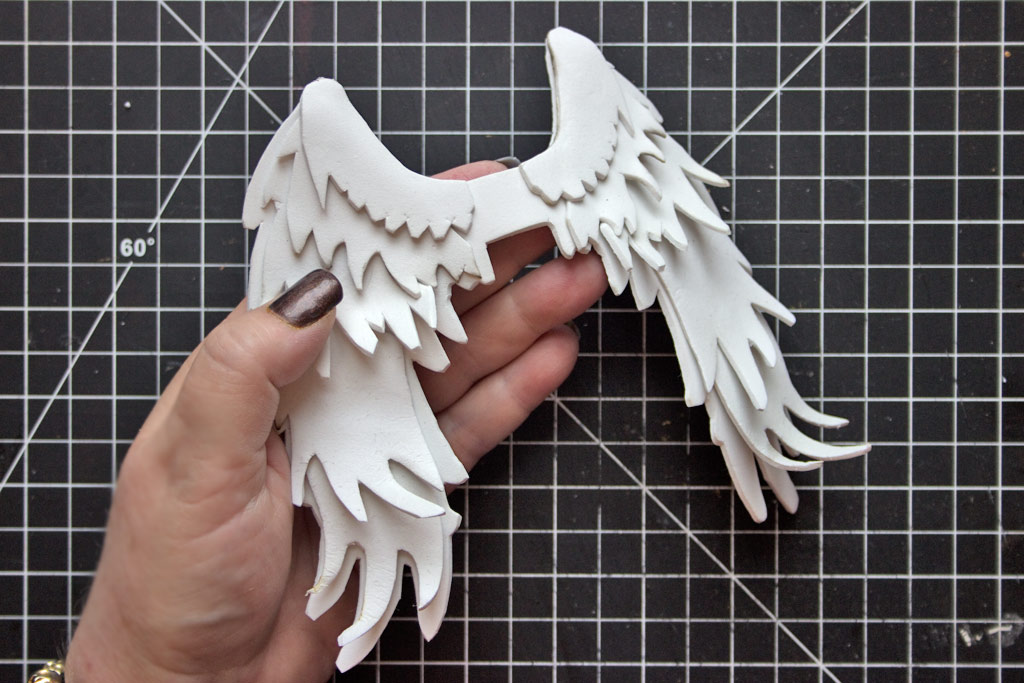 DIY Foam Angel wings glued together
