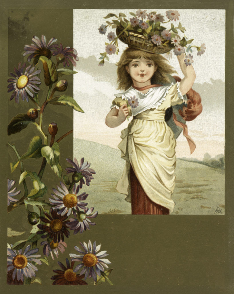 Beautiful Vintage Girl With Flower Basket image