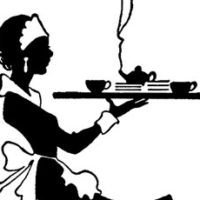 Silhouette of waitress with tray