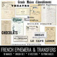 Ephemera collage of french papers