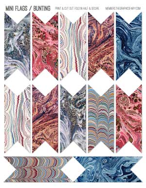 Marble papers collage bookmarks