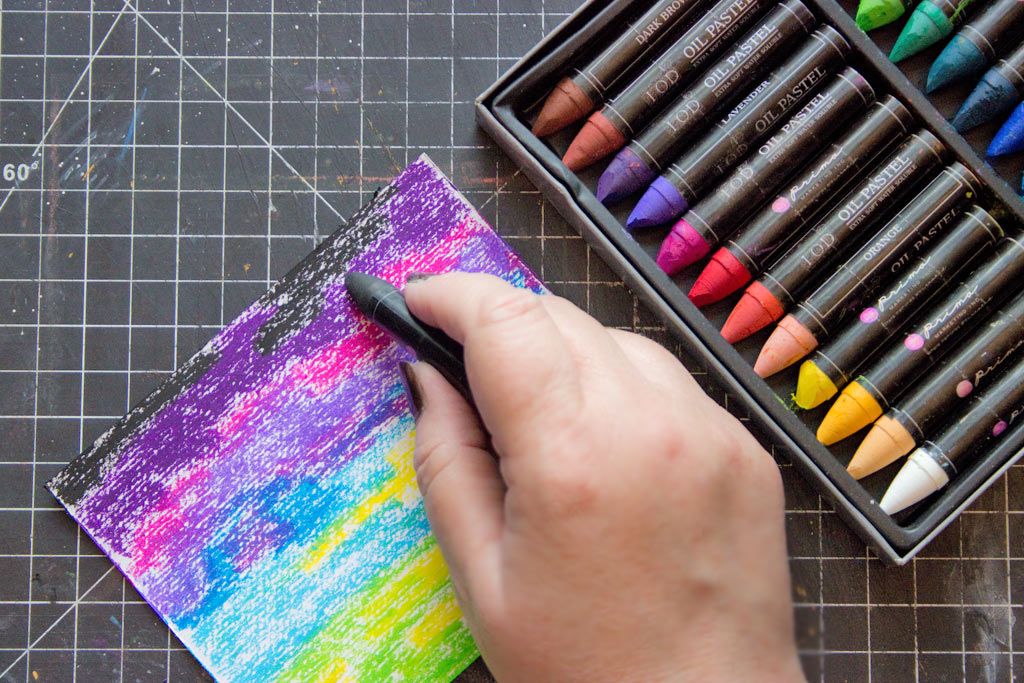 coloring on paper with pastels