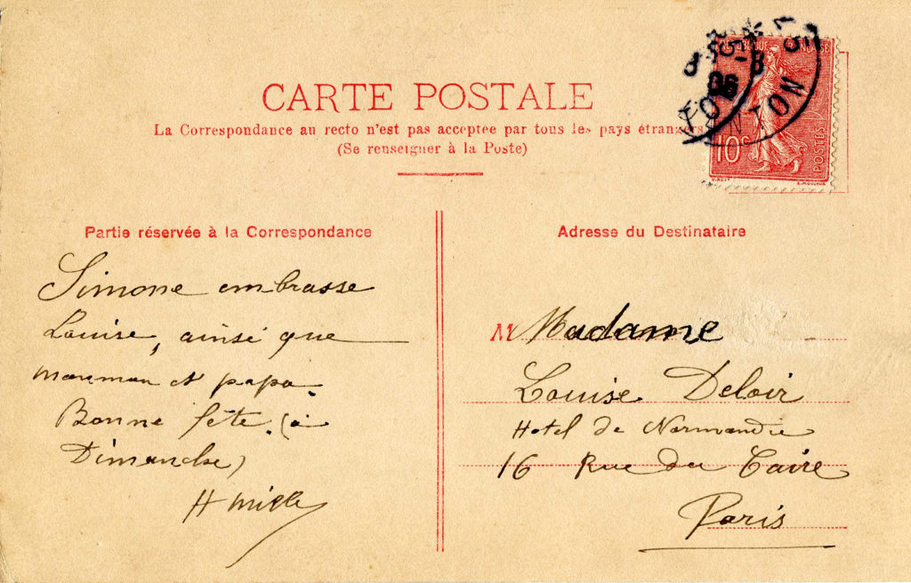 Antique French Handwritten Carte Postale Graphic