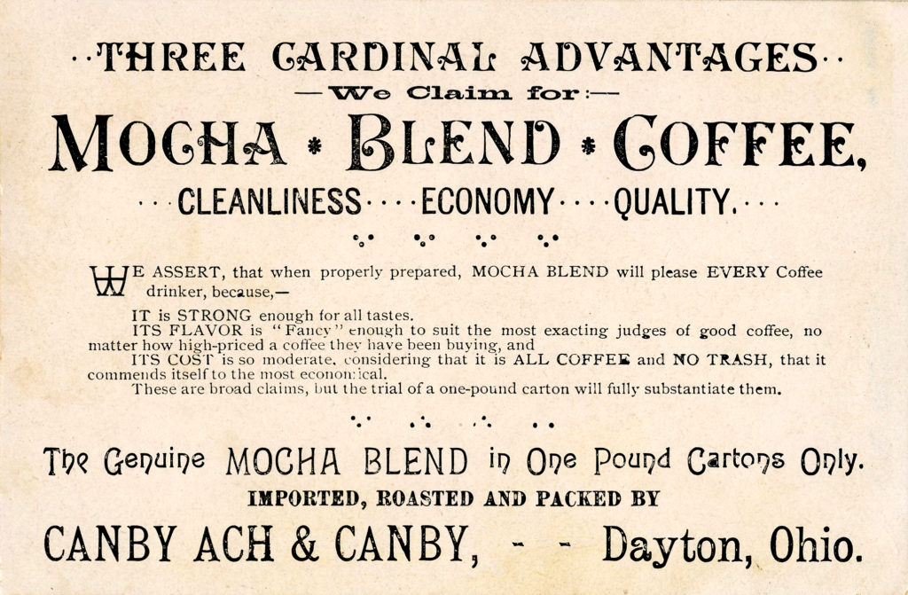 Mocha Blend Coffee Advertising Ephemera