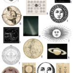 Celestial images with moons and planets collage