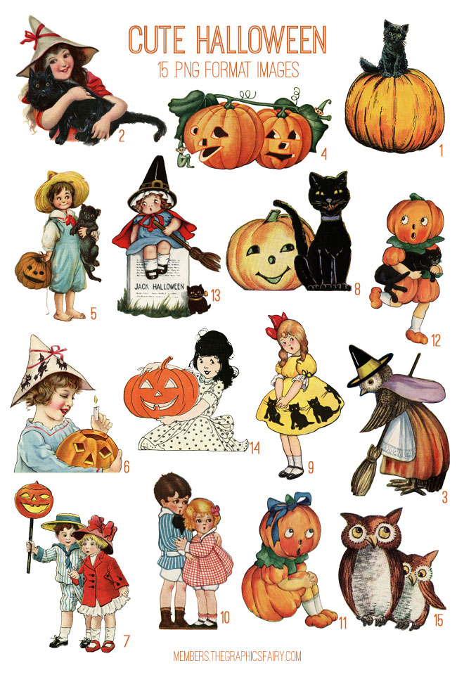 retro halloween collage with children and pumpkins