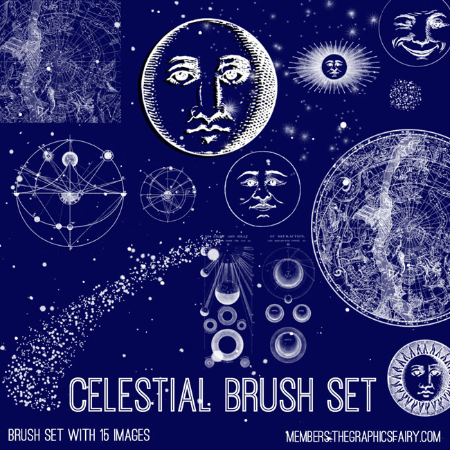 Celestial images with moons and planets collage blue