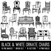 collage of antique chairs
