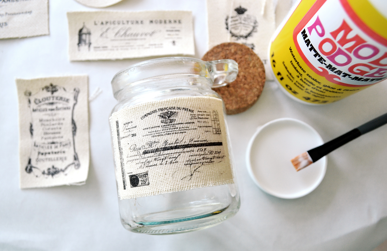 Learn how to make stunning French Ephemera Fabric Labels using the iron on transfer paper technique and use them to beautify different types of objects - by Dreams Factory for The Graphics Fairy