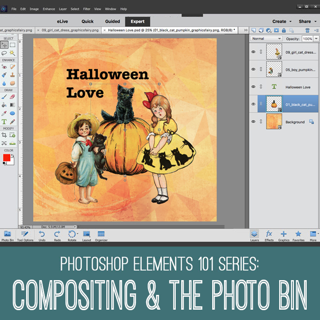 retro halloween collage with children and pumpkins photoshop tutorial for compositing