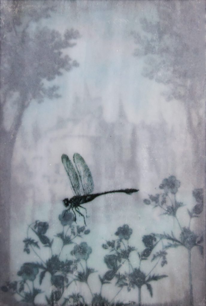 Faux Encaustic technique Craft with dragonfly
