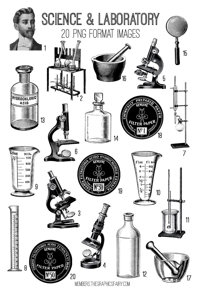 Science and laboratory collage with man and microscopes