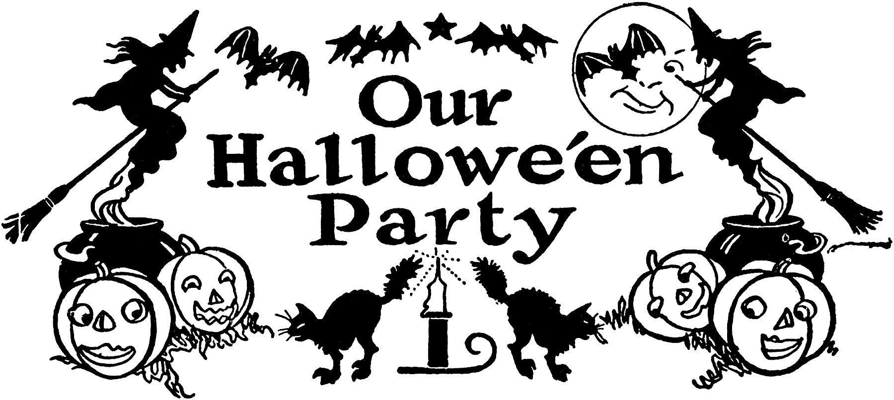 halloween black and white clip art images