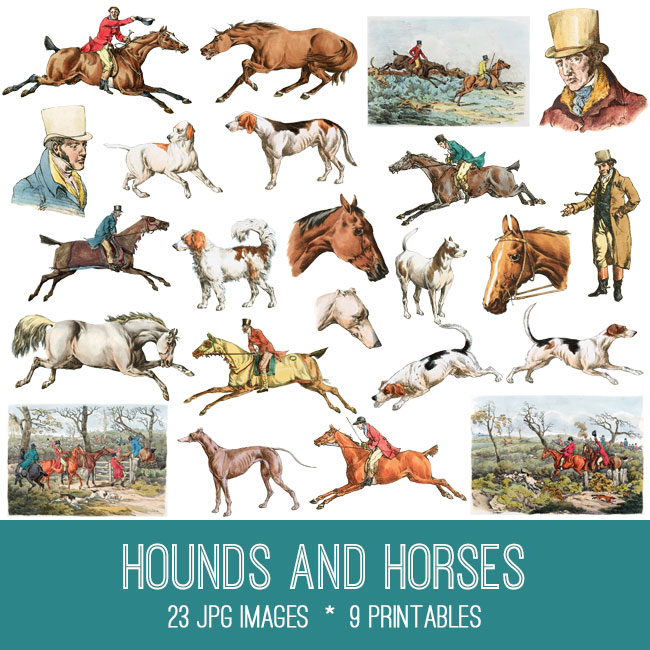 Dogs and Horses Hunt themed collage