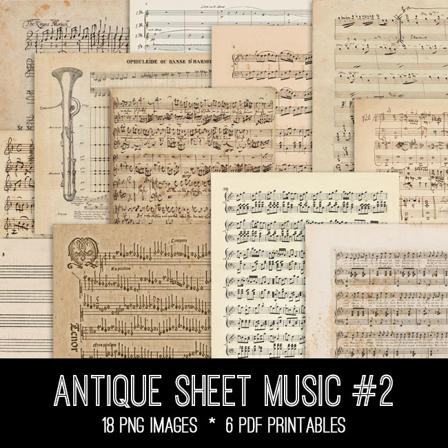 Antique sheet music collage