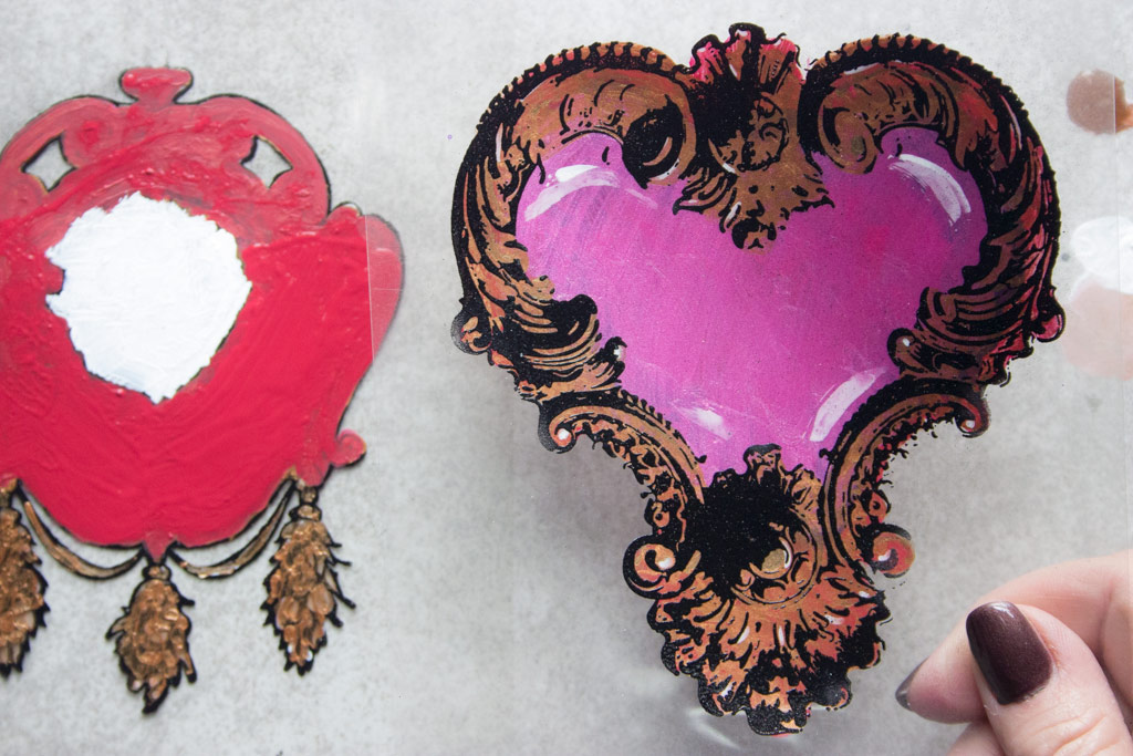 Acetate framed heart with pink center