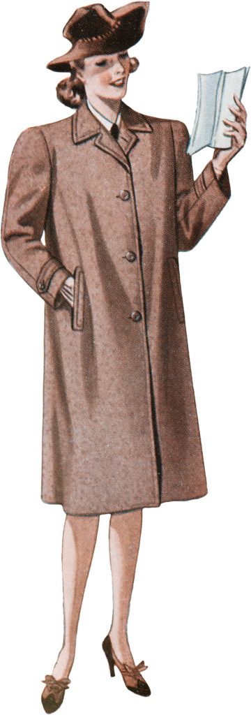 forties fashion lady with wool coat image