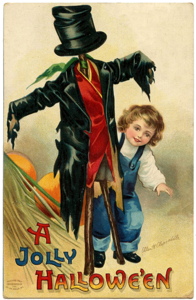 Halloween Kids with Scarecrow Image