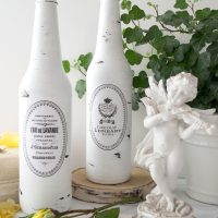 Painted distressed french bottles