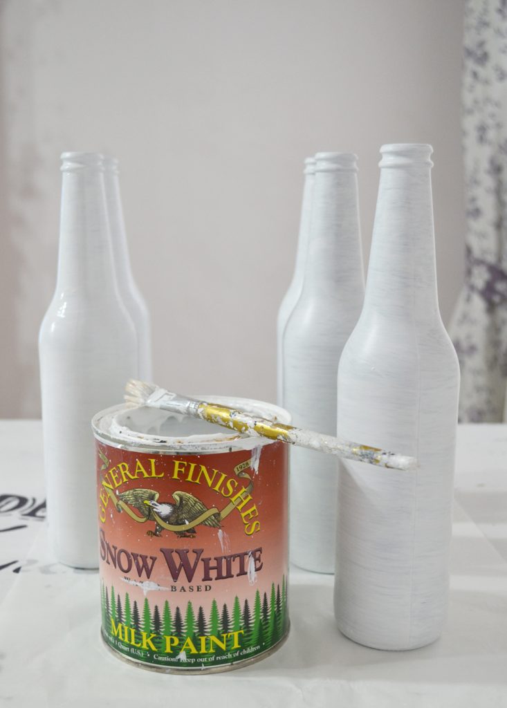 Painted white bottles