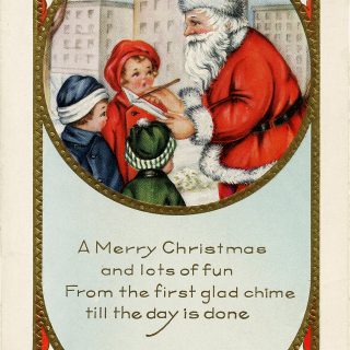 Vintage Card with Santa and Children Image!