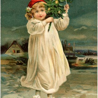 Christmas Kid with Christmas Tree Graphic