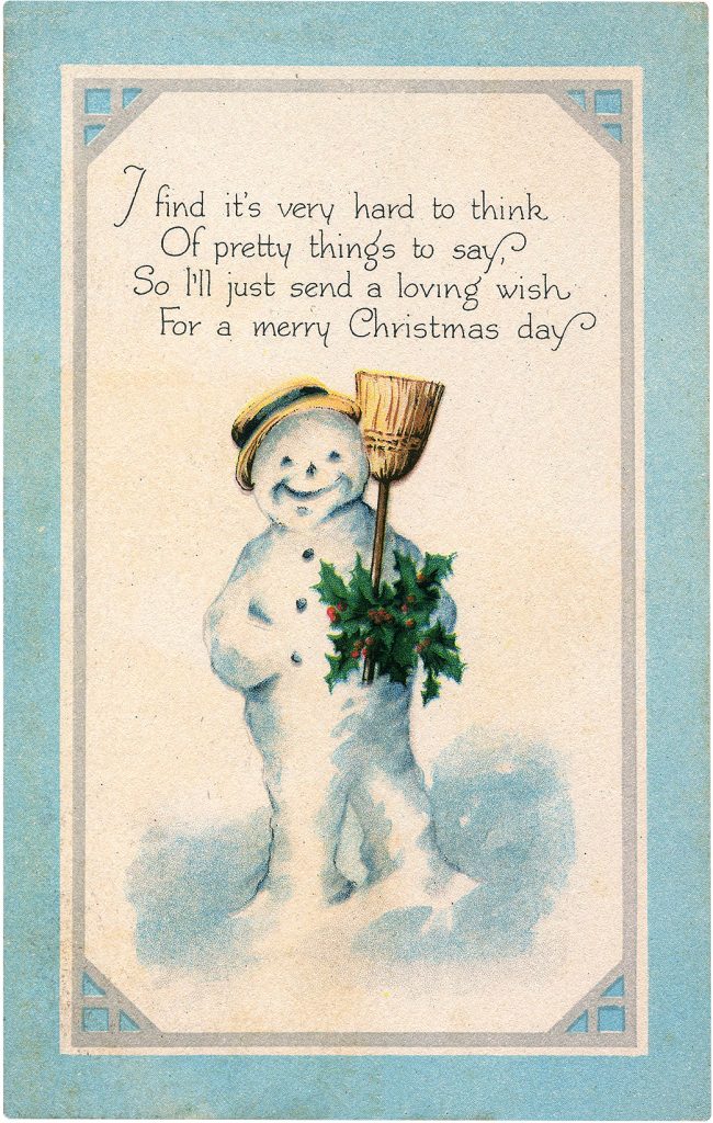 Best Snowman Images Christmas with Holly and Broom