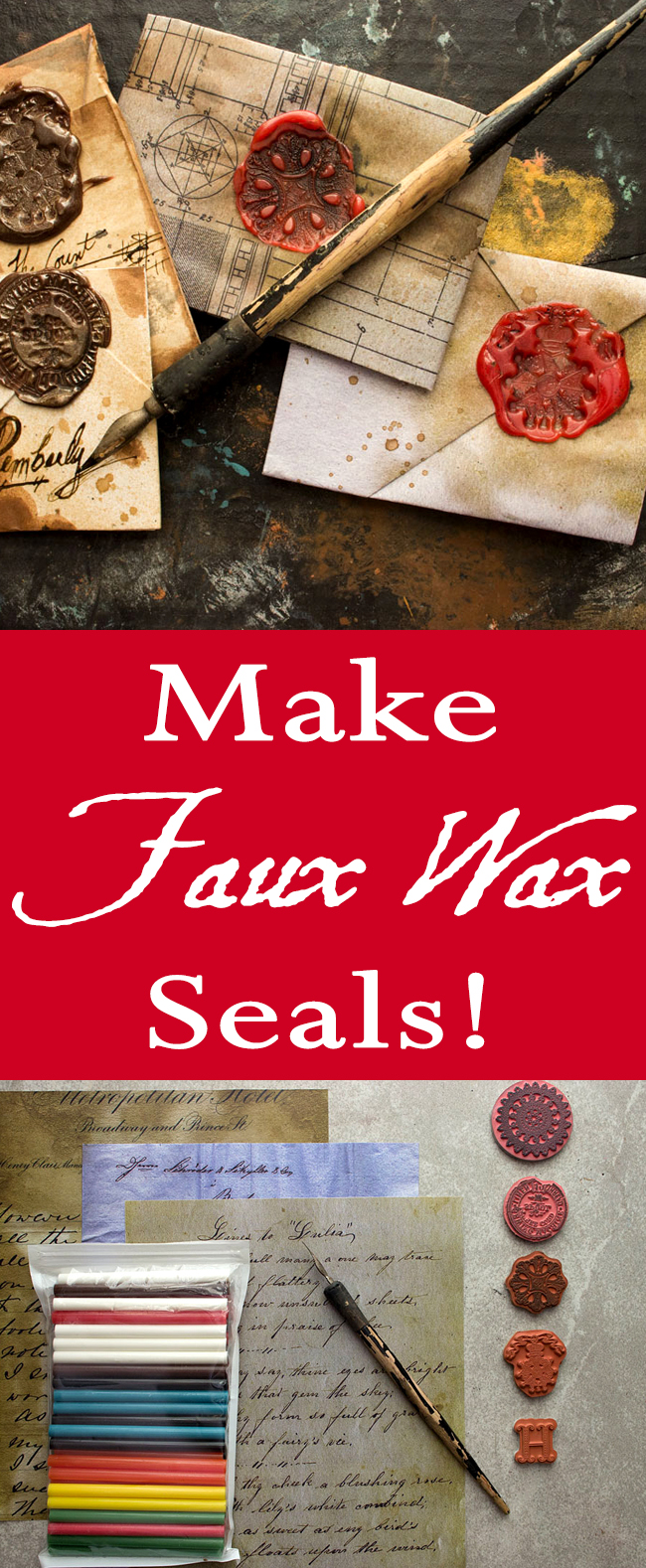 Make Faux Wax Seals Pinterest Graphic