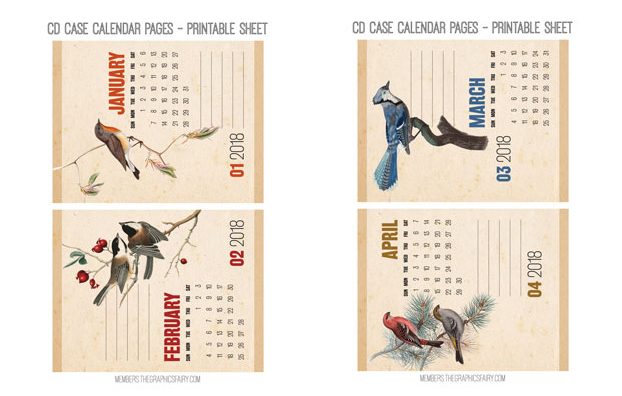Winter birds Collage Calendar