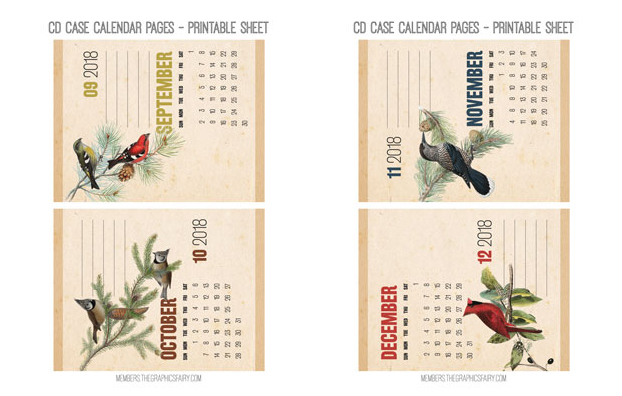 Winter birds Collage Calendar